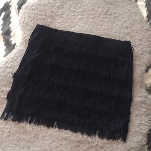 Black Mini Tassel Skirt